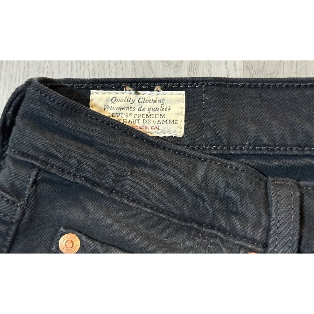 Levis 501 Straight Leg Button Fly Denim Jeans Men's 25Wx32L Black Comfort Casual - Picture 3 of 13